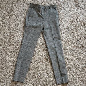 Etcetera Plaid Tailored Ankle Trousers—Size 2 — Neutral Glen Plaid